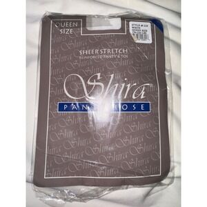 Shira Sheer Stretch Pantyhose Queen Size 150-220 Lbs Reinforced Panty Toe White